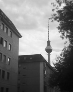 Berlin Fernsehturm in black and white